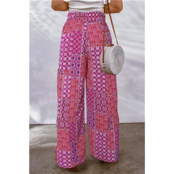 Full Size Drawstring Printed Wide Leg Pants - Picture 14 of 15